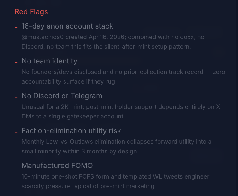 Red Flags list inside the AI Analysis panel